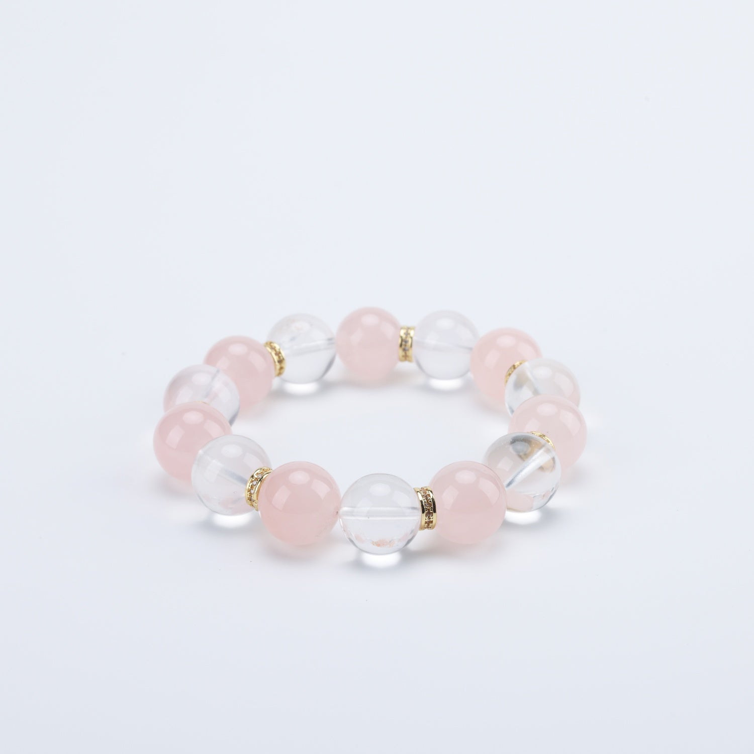 Adjustable Rose Quartz & White Quartz Bracelet with Titanium Steel Accents, 13mm+ Beads – Handmade Healing Gemstone Jewelry for All