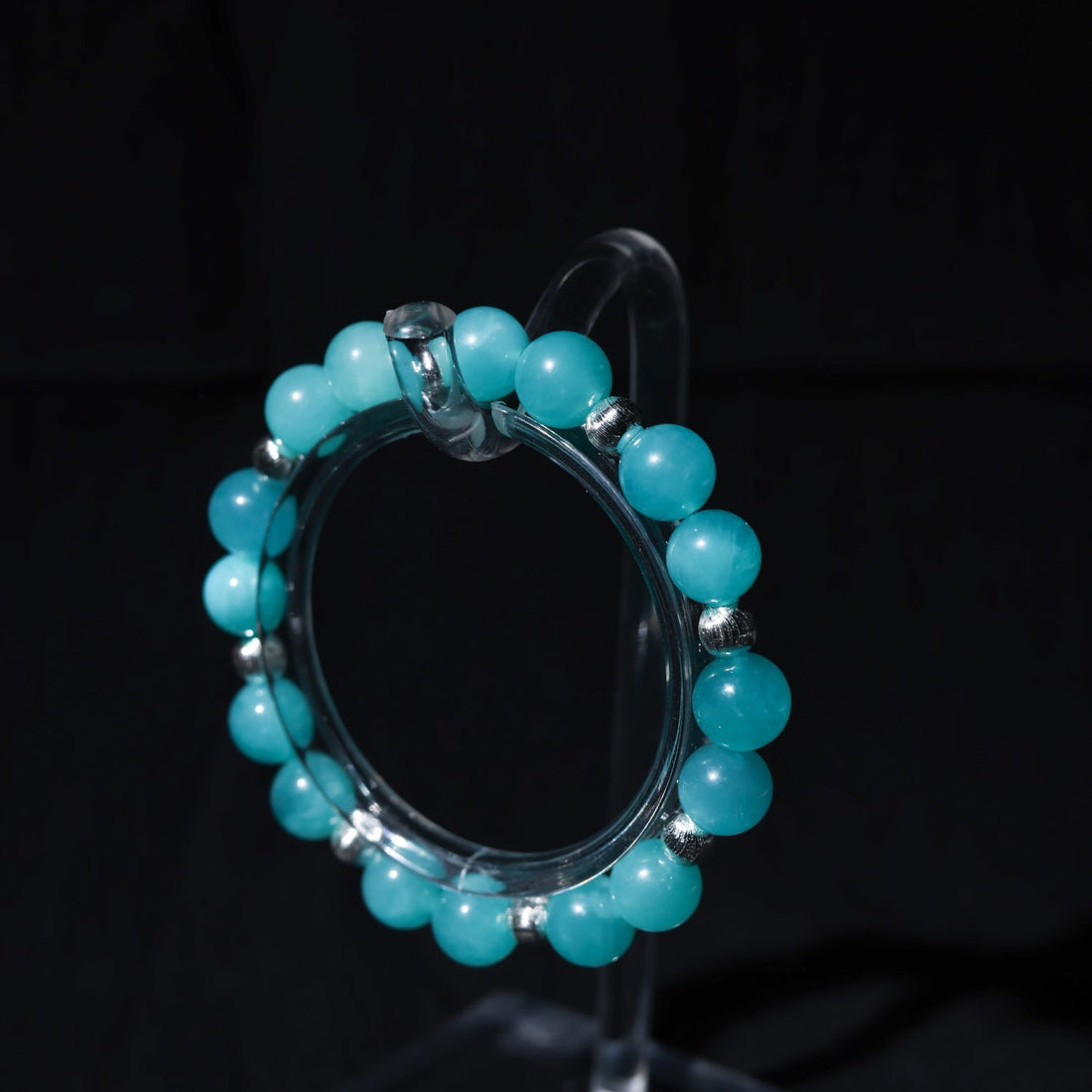 Adjustable Amazonite Bracelet with Sterling Silver Accents, 9mm+ Beads – Handmade Healing Gemstone Jewelry for All