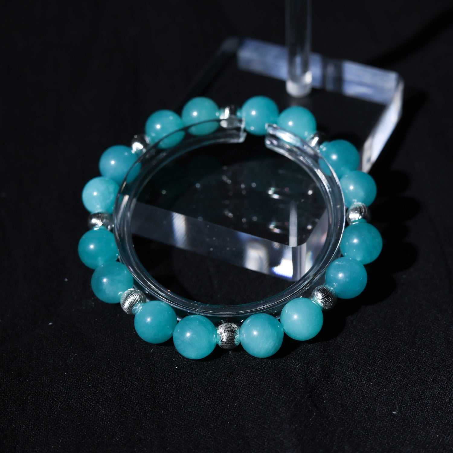 Adjustable Amazonite Bracelet with Sterling Silver Accents, 9mm+ Beads – Handmade Healing Gemstone Jewelry for All