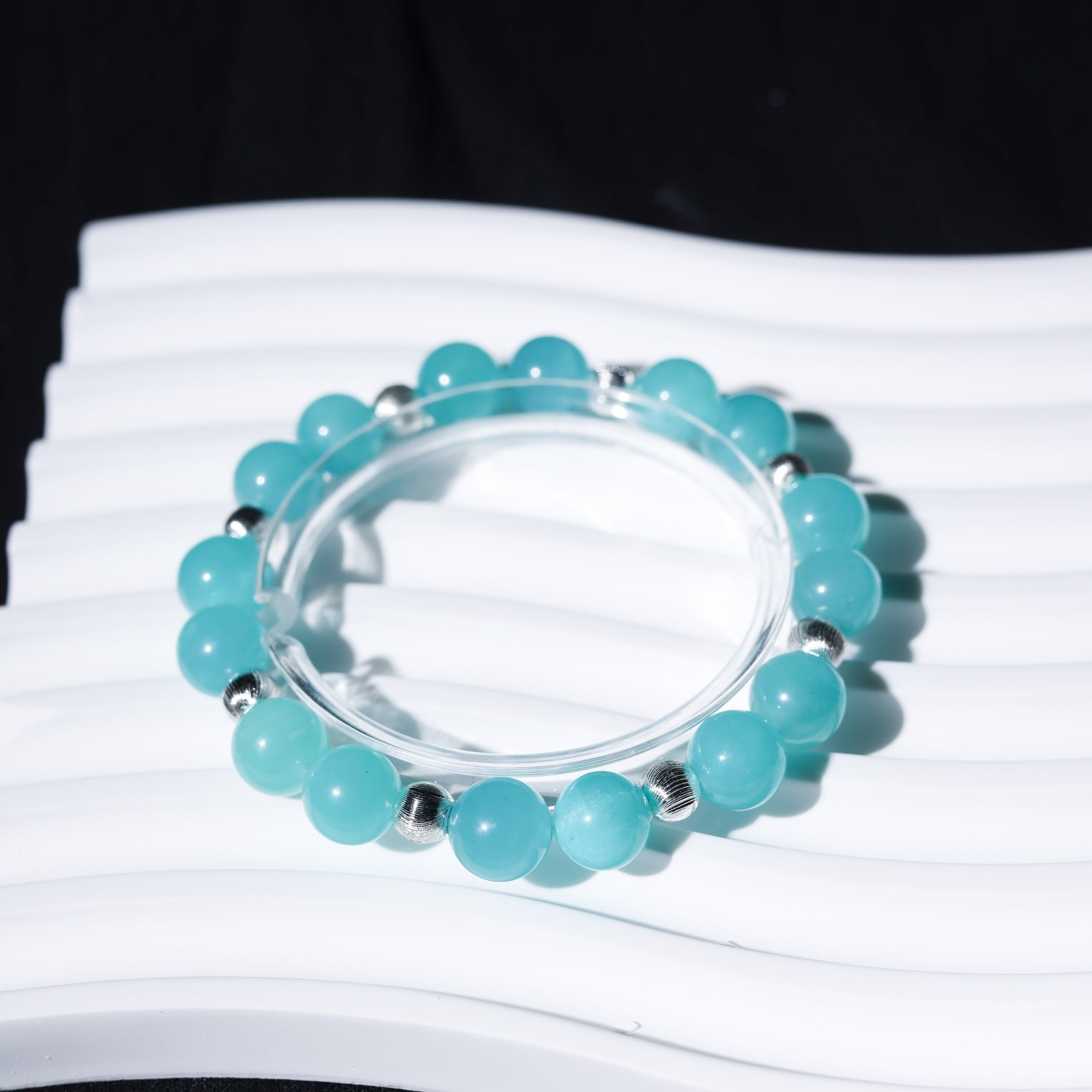 Adjustable Amazonite Bracelet with Sterling Silver Accents, 9mm+ Beads – Handmade Healing Gemstone Jewelry for All