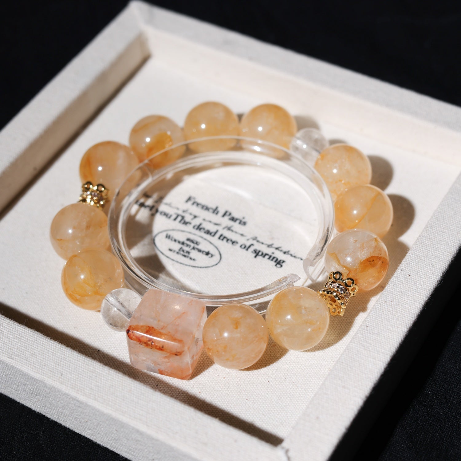 Adjustable Yellow Quartz & White Quartz Bracelet with Sugar Cube Cut Gems & Diamond Accents, 14mm+ Beads – Handmade Healing Gemstone Jewelry for All