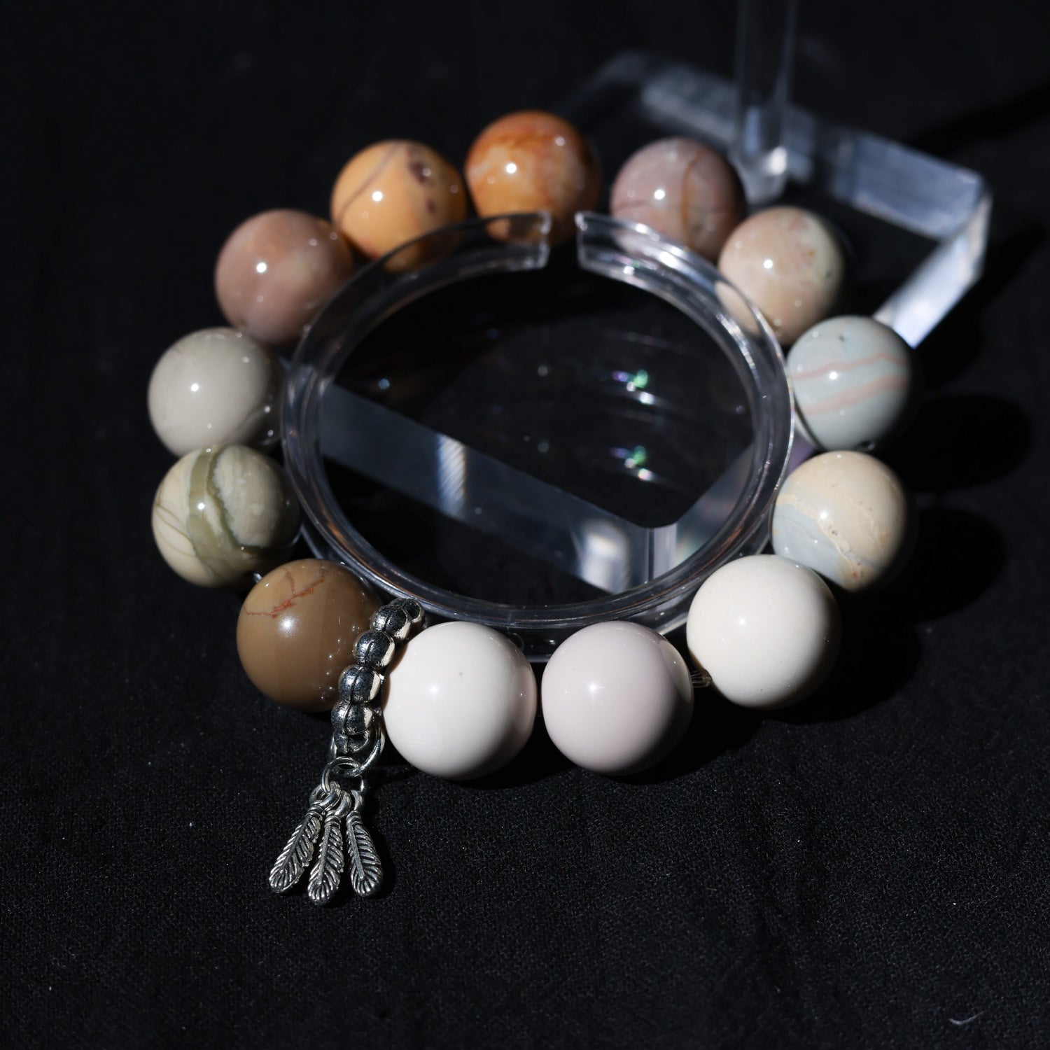 Adjustable Natural Alashan Agate Bracelet with Sterling Silver Accents, 14mm+ Beads – Handmade Spiritual Healing Gemstone Jewelry for All