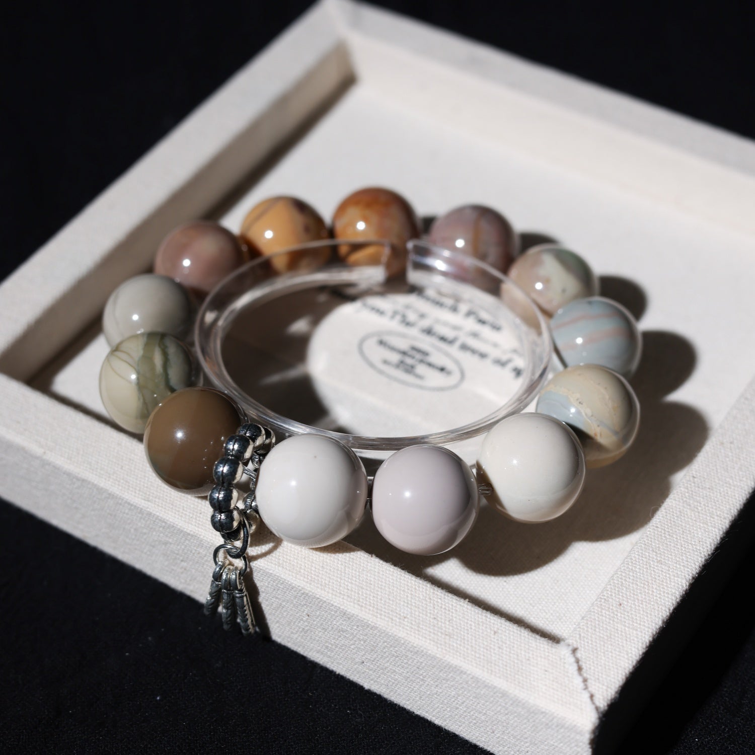 Adjustable Natural Alashan Agate Bracelet with Sterling Silver Accents, 14mm+ Beads – Handmade Spiritual Healing Gemstone Jewelry for All