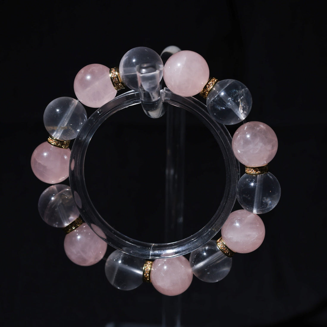 Adjustable Rose Quartz & White Quartz Bracelet with Titanium Steel Accents, 13mm+ Beads – Handmade Healing Gemstone Jewelry for All