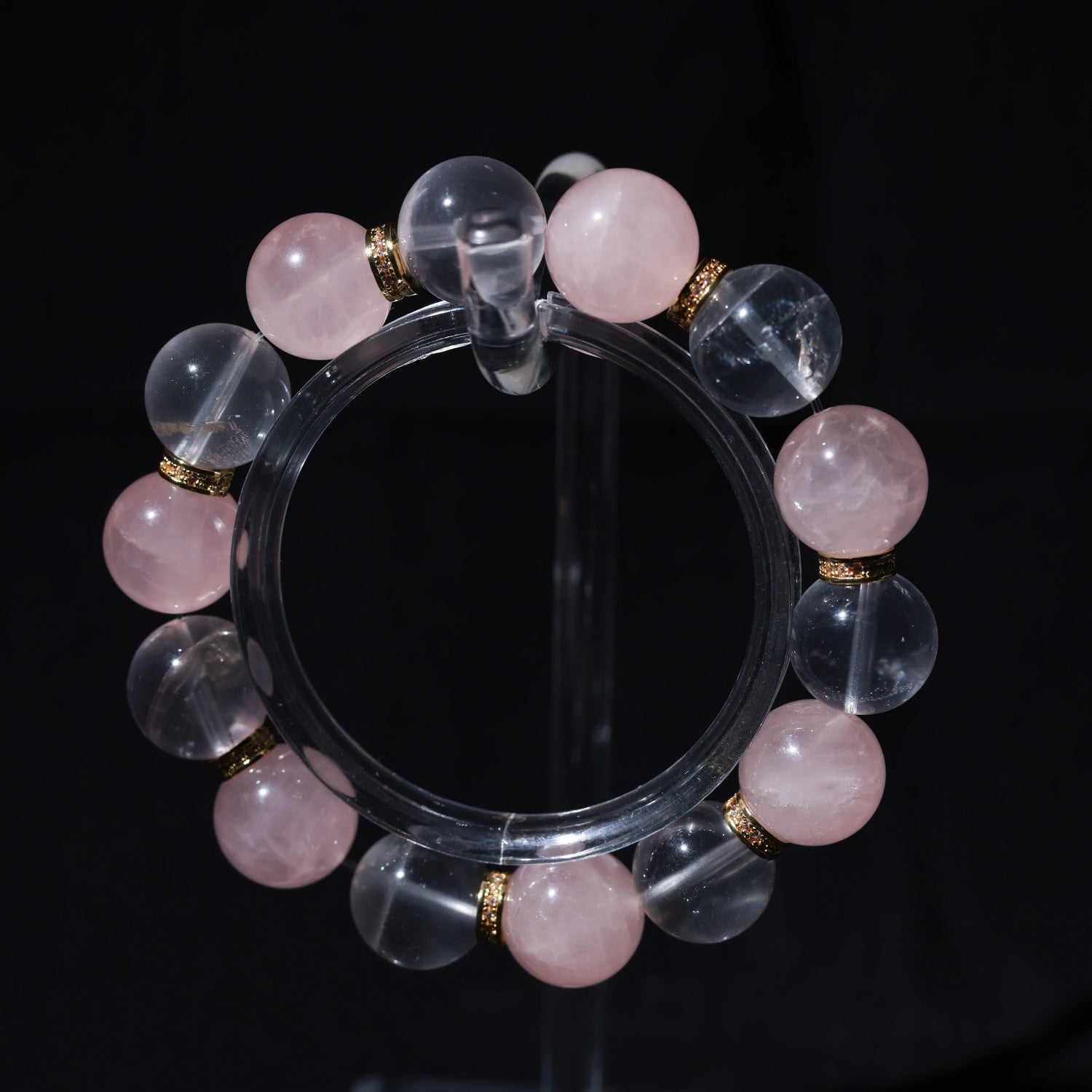 Adjustable Rose Quartz & White Quartz Bracelet with Titanium Steel Accents, 13mm+ Beads – Handmade Healing Gemstone Jewelry for All