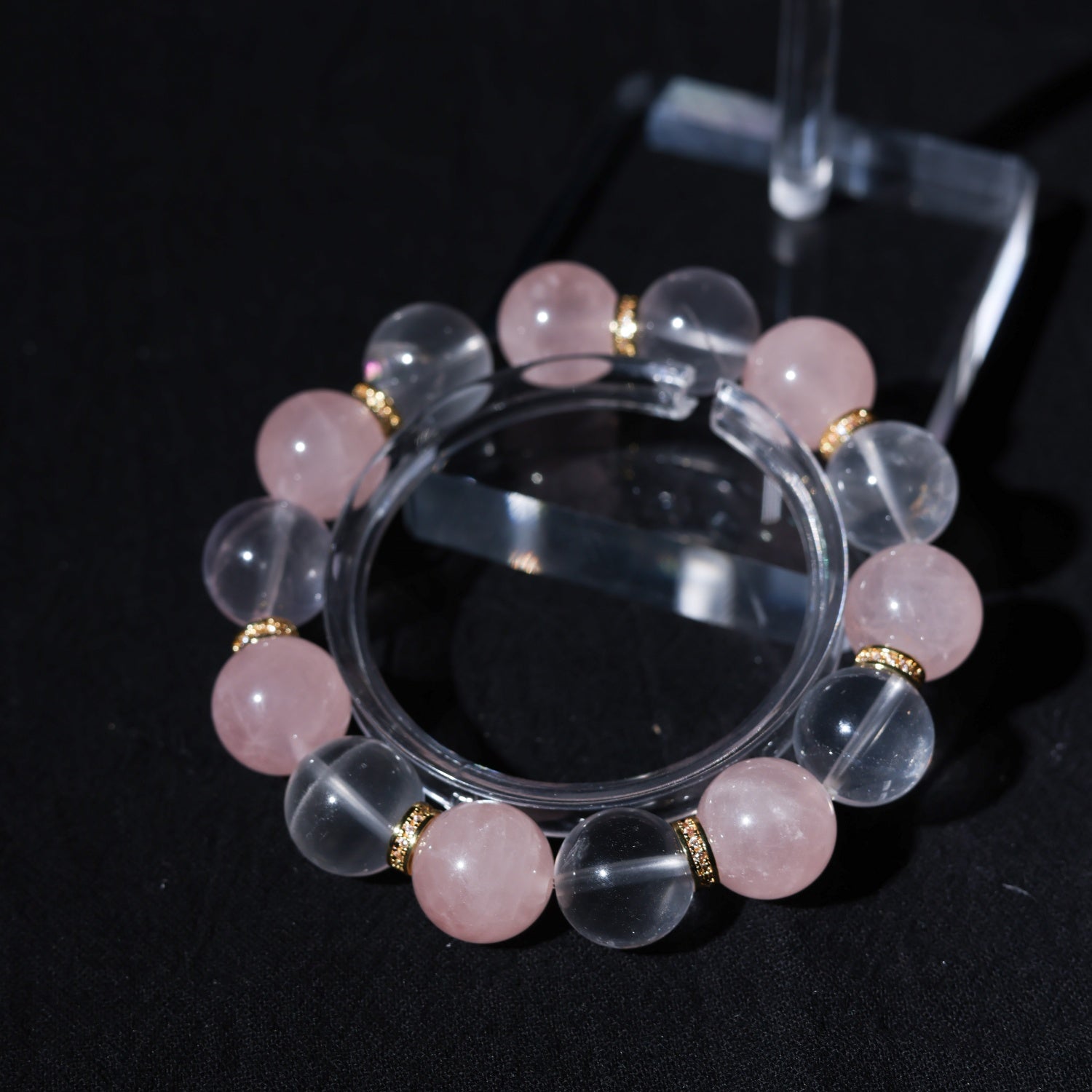 Adjustable Rose Quartz & White Quartz Bracelet with Titanium Steel Accents, 13mm+ Beads – Handmade Healing Gemstone Jewelry for All