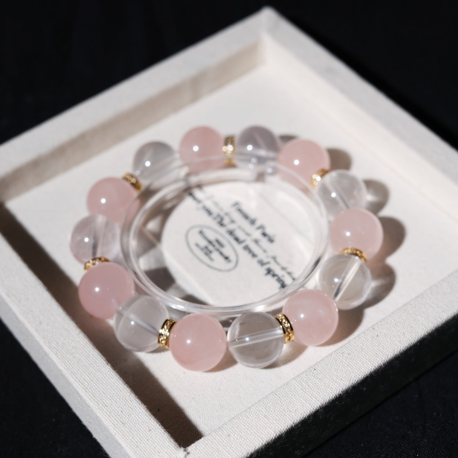 Adjustable Rose Quartz & White Quartz Bracelet with Titanium Steel Accents, 13mm+ Beads – Handmade Healing Gemstone Jewelry for All