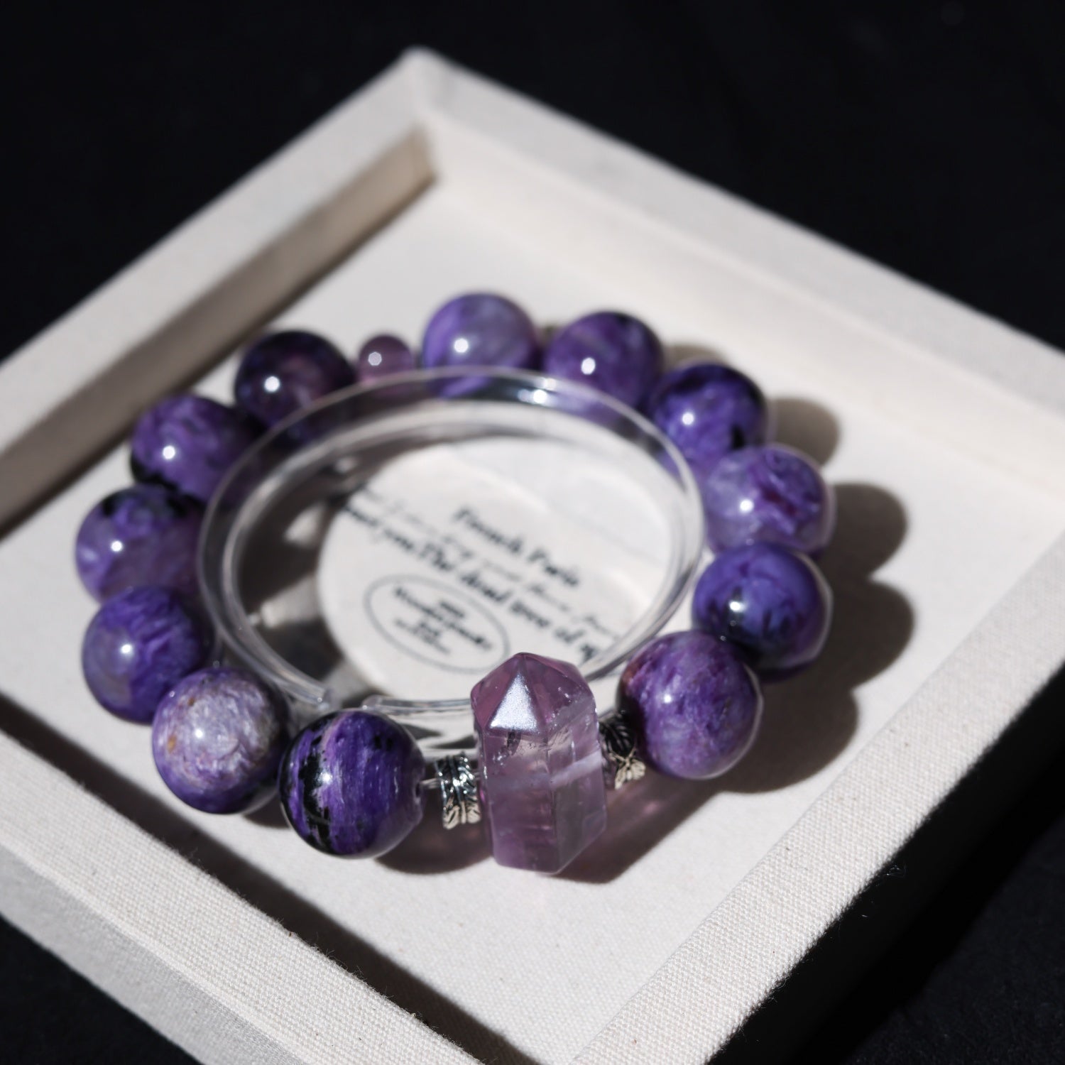 Adjustable Purple Dragon Stone Bracelet with Amethyst Crystal Points, 14mm Beads & Silver Accents – Handmade Spiritual Healing Gemstone Jewelry for All