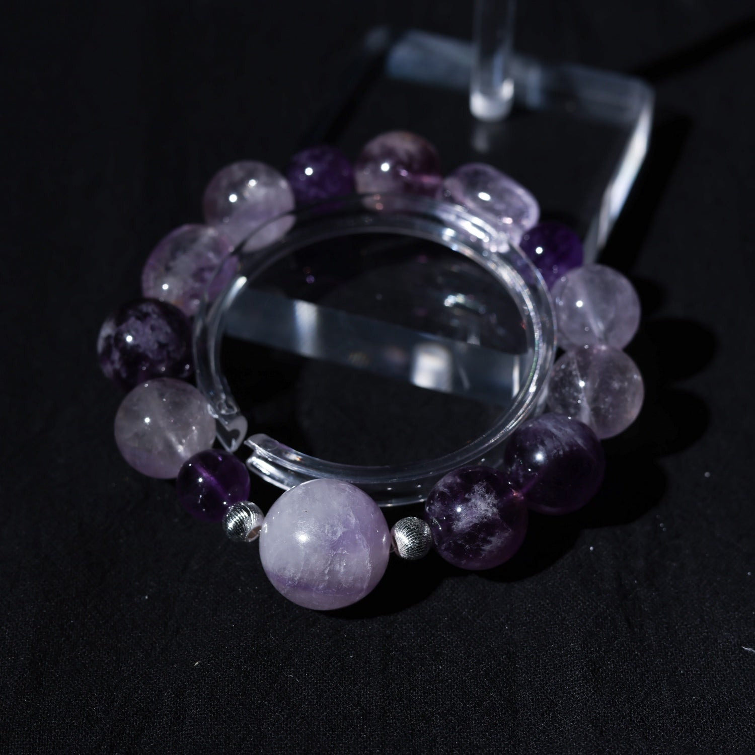 Adjustable Amethyst Bracelet with Raw Amethyst Nuggets & Sterling Silver Charms, 17mm+14mm Beads – Handmade Healing Gemstone Jewelry for All