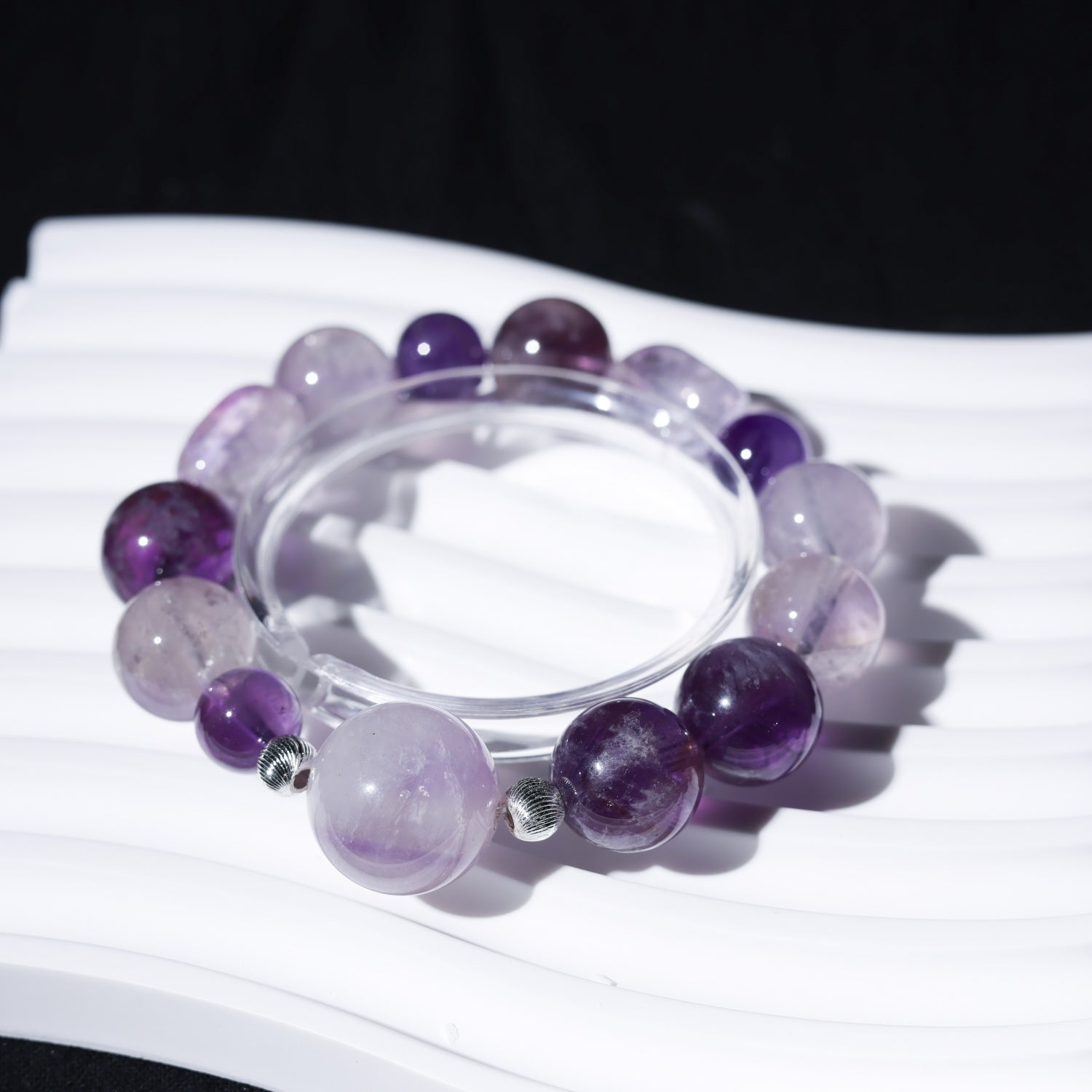 Adjustable Amethyst Bracelet with Raw Amethyst Nuggets & Sterling Silver Charms, 17mm+14mm Beads – Handmade Healing Gemstone Jewelry for All