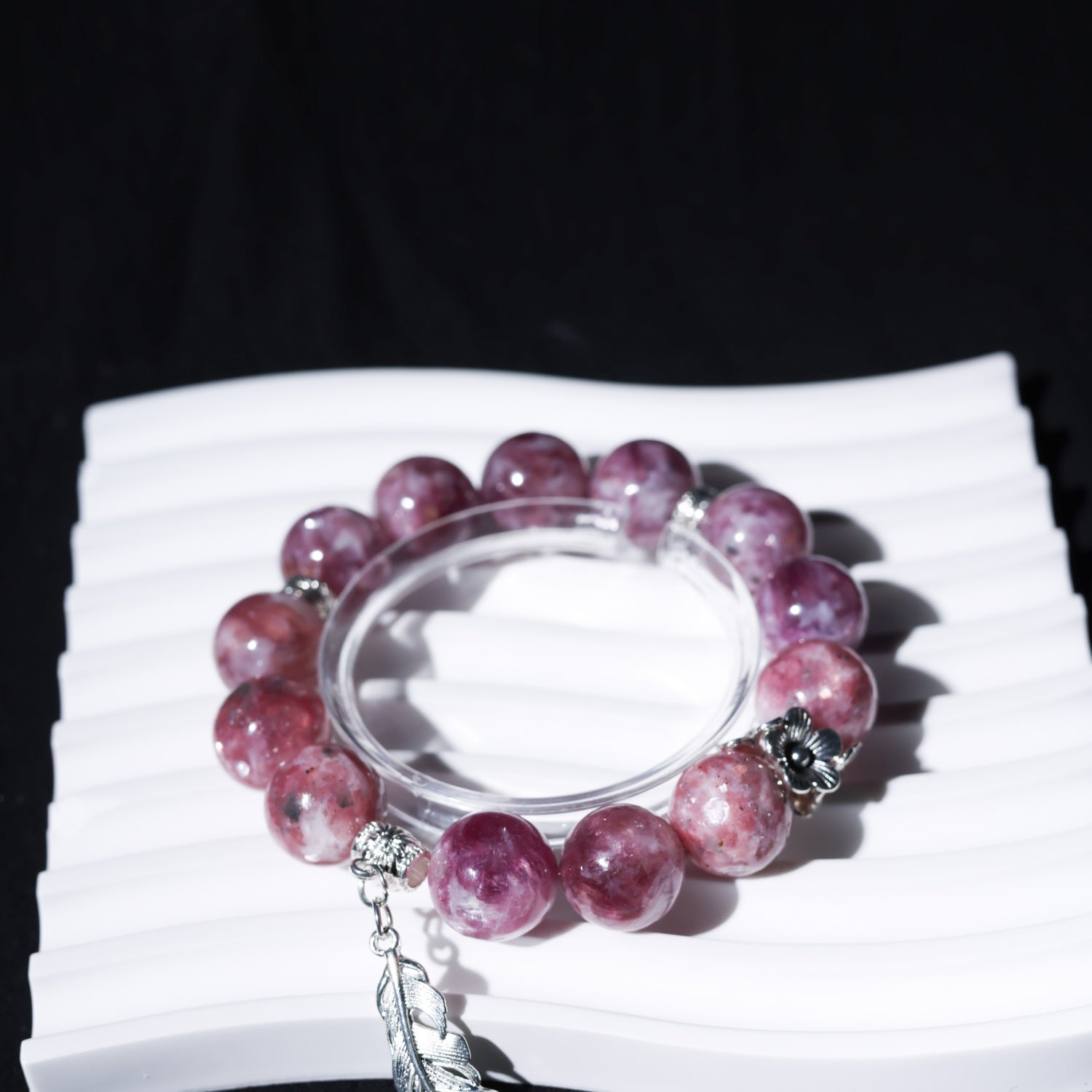 Adjustable Pink Zumu Crystal Bracelet with Sterling Silver Accents, 14mm+ Beads – Handmade Healing Gemstone Jewelry for All